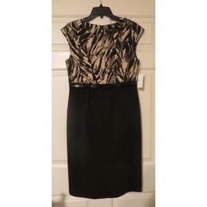 Connected Apparel black & tan multi-pattern dress